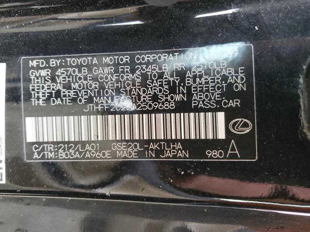 JTHFF2C22A2509688 - 2010 LEXUS IS 250 BLACK photo 13