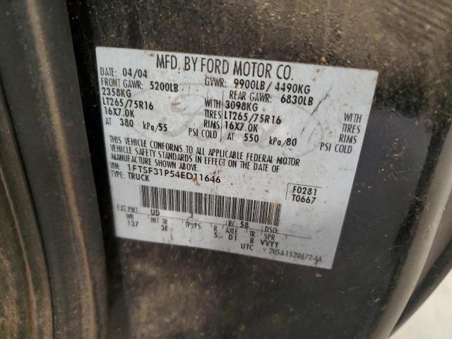 1FTSF31P54ED11646 - 2004 FORD F350 SRW SUPER DUTY BLACK photo 12