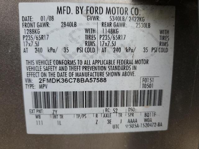 2FMDK36C78BA57588 - 2008 FORD EDGE SE BEIGE photo 13