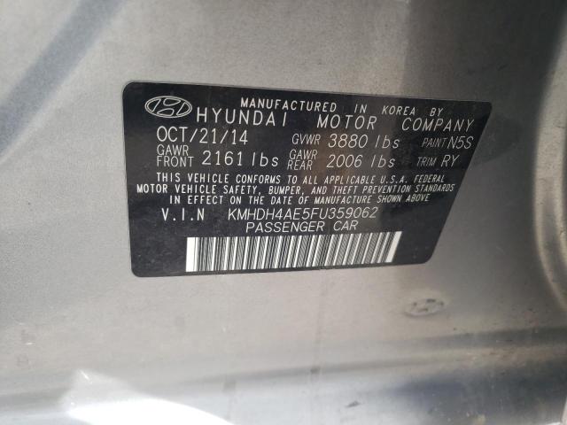 KMHDH4AE5FU359062 - 2015 HYUNDAI ELANTRA SE GRAY photo 12