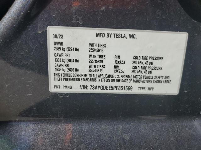 7SAYGDEE5PF851669 - 2023 TESLA MODEL Y GRAY photo 14