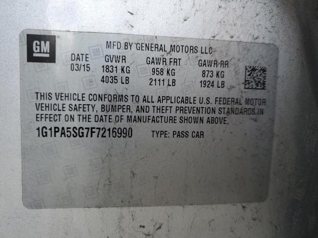 1G1PA5SG7F7216990 - 2015 CHEVROLET CRUZE LS SILVER photo 12