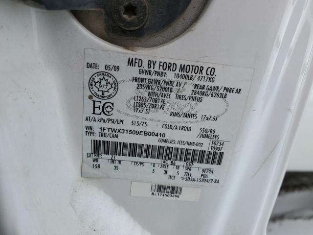 1FTWX31509EB00410 - 2009 FORD F350 SUPER DUTY WHITE photo 14