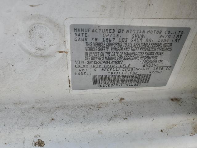 3N1CE2CP4FL416327 - 2015 NISSAN VERSA NOTE S WHITE photo 12