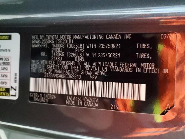 2T2BAMCA6RC062910 - 2024 LEXUS RX 350 BASE Grafito foto 13