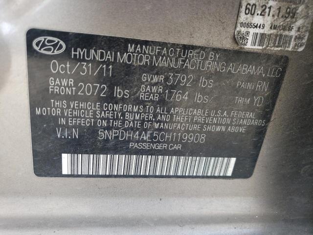 5NPDH4AE5CH119908 - 2012 HYUNDAI ELANTRA GLS TAN photo 13