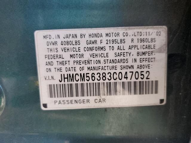 JHMCM56383C047052 - 2003 HONDA ACCORD LX GREEN photo 13