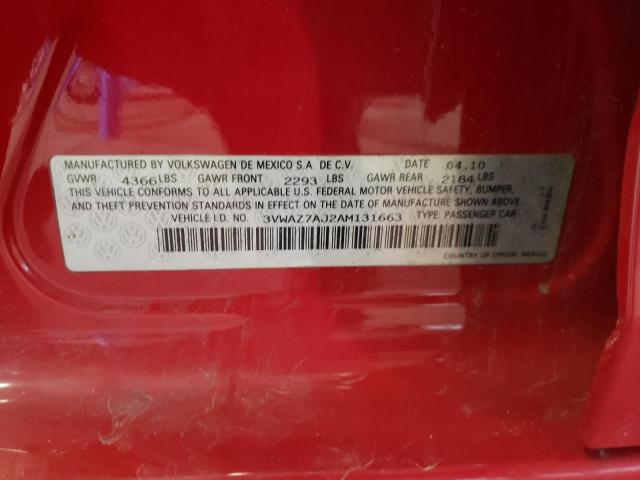 3VWAZ7AJ2AM131663 - 2010 VOLKSWAGEN JETTA LIMITED RED photo 13