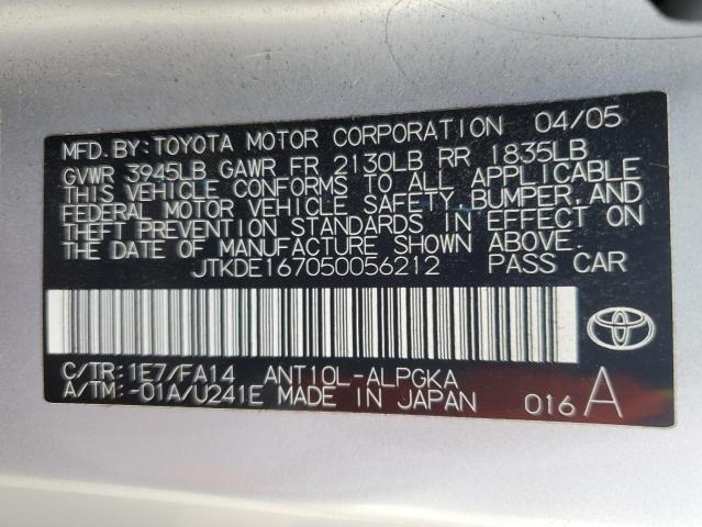 JTKDE167050056212 - 2005 TOYOTA SCION TC 银色 照片 13