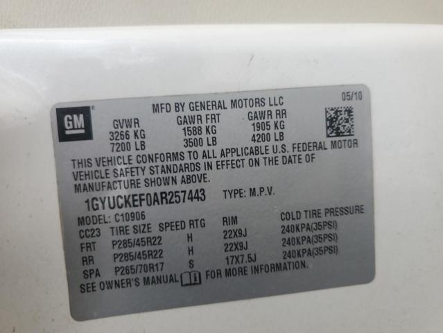1GYUCKEF0AR257443 - 2010 CADILLAC ESCALADE ESV PLATINUM თეთრი ფოტო 13