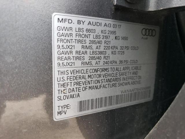 WA1VAAF75HD048895 - 2017 AUDI Q7 PRESTIGE GRAY photo 12