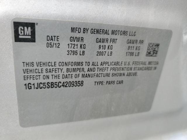 1G1JC5SB5C4209358 - 2012 CHEVROLET SONIC LT SILVER photo 13