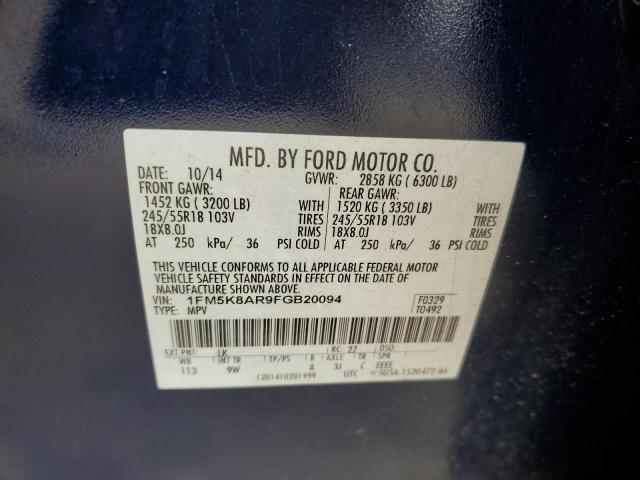 1FM5K8AR9FGB20094 - 2015 FORD EXPLORER POLICE INTERCEPTOR Mavi foto 12