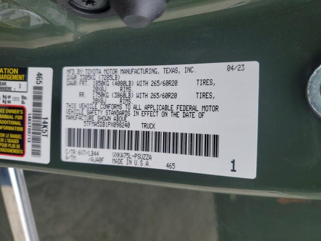 5TFMA5DB1PX098240 - 2023 TOYOTA TUNDRA CREWMAX PLATINUM Yaşıl foto 12