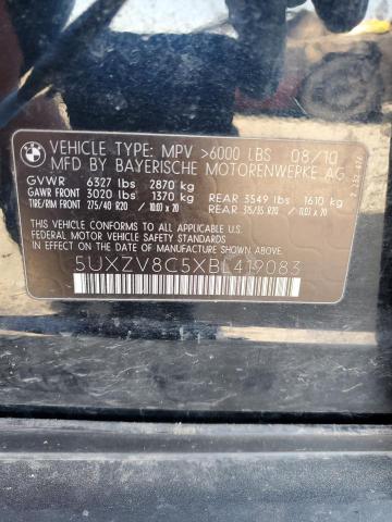 5UXZV8C5XBL419083 - 2011 BMW X5 XDRIVE50I Negro foto 13