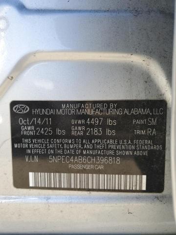 5NPEC4AB6CH396818 - 2012 HYUNDAI SONATA SE SILVER photo 12