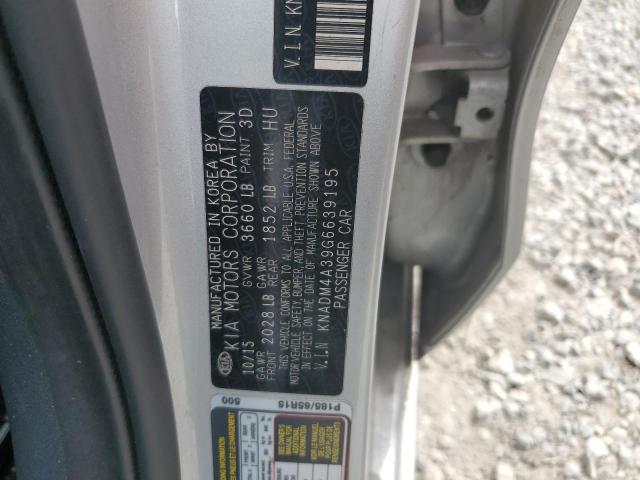 KNADM4A39G6639195 - 2016 KIA RIO LX SILVER photo 12