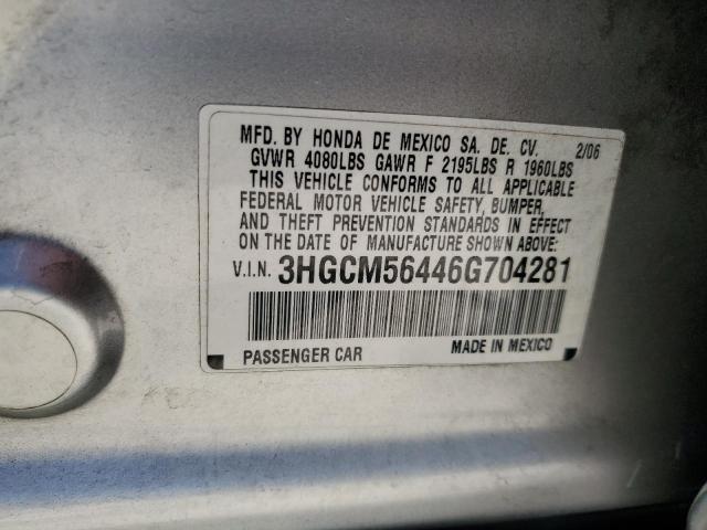 3HGCM56446G704281 - 2006 HONDA ACCORD LX SILVER photo 13