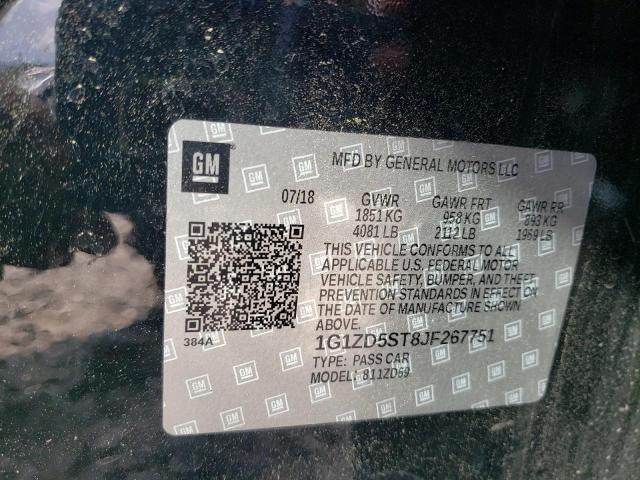 1G1ZD5ST8JF267751 - 2018 CHEVROLET MALIBU LT BLACK photo 12