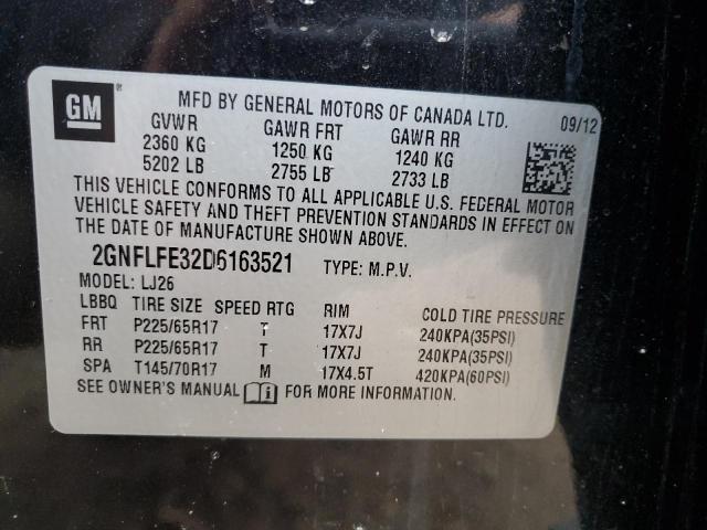 2GNFLFE32D6163521 - 2013 CHEVROLET EQUINOX LTZ BLACK photo 13