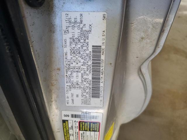 5TFUX4ENXDX018642 - 2013 TOYOTA TACOMA ACCESS CAB ვერცხლისფერი ფოტო 12