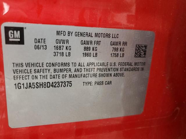1G1JA5SH8D4237375 - 2013 CHEVROLET SONIC LS RED photo 13