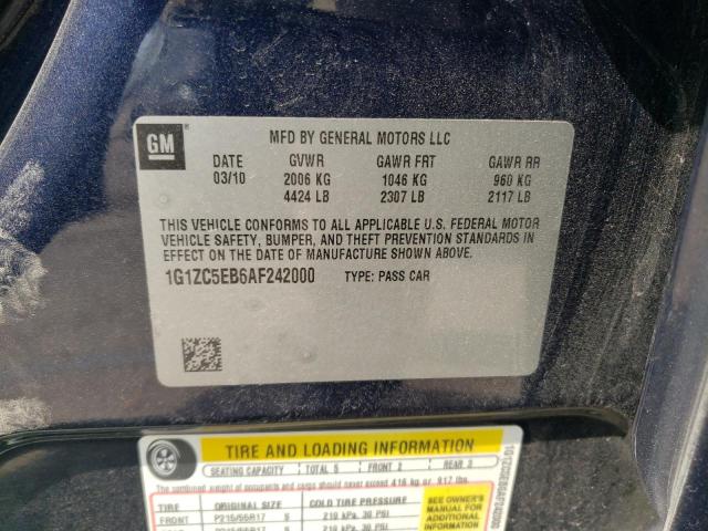 1G1ZC5EB6AF242000 - 2010 CHEVROLET MALIBU 1LT 蓝色 照片 12