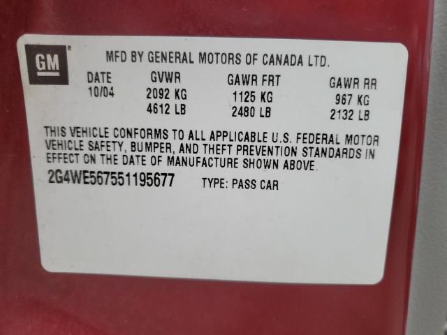 2G4WE567551195677 - 2005 BUICK LACROSSE CXS 栗色 照片 12