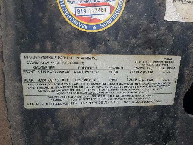 4P5LD4427M3048349 - 2021 PJ TRAILER BLACK photo 10