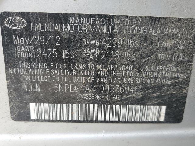 5NPEC4AC1DH536946 - 2013 HYUNDAI SONATA SE SILVER photo 13