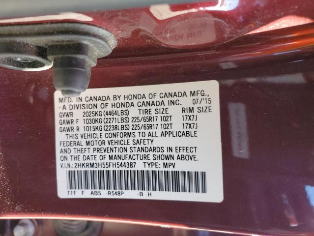 2HKRM3H55FH544387 - 2015 HONDA CR-V EX BURGUNDY photo 14