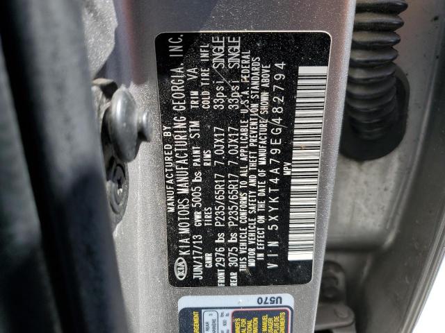 5XYKT4A79EG482794 - 2014 KIA SORENTO LX SILVER photo 13