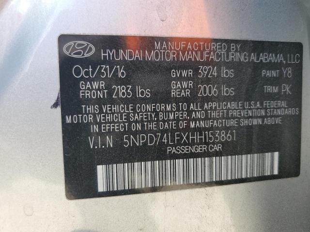 5NPD74LFXHH153861 - 2017 HYUNDAI ELANTRA SE SILVER photo 12