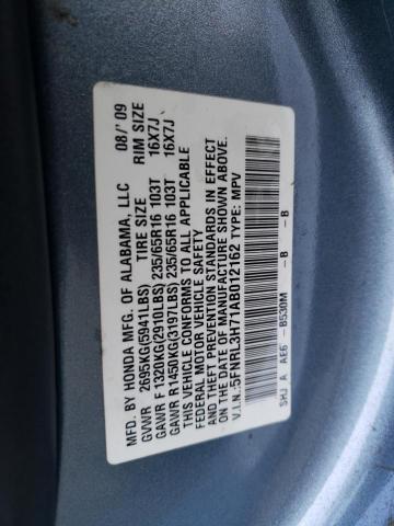 5FNRL3H71AB012162 - 2010 HONDA ODYSSEY EXL BLUE photo 13