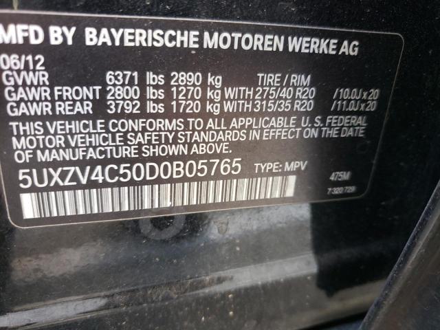 5UXZV4C50D0B05765 - 2013 BMW X5 XDRIVE35I BLACK photo 12