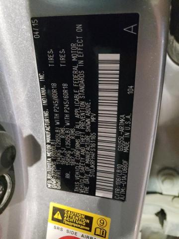 5TDJKRFH4FS161165 - 2015 TOYOTA HIGHLANDER XLE SILVER photo 12