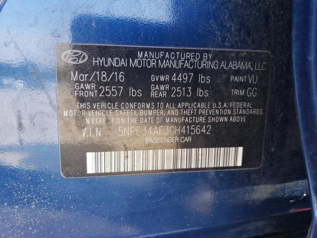 5NPE34AF3GH415642 - 2016 HYUNDAI SONATA SPORT BLUE photo 12