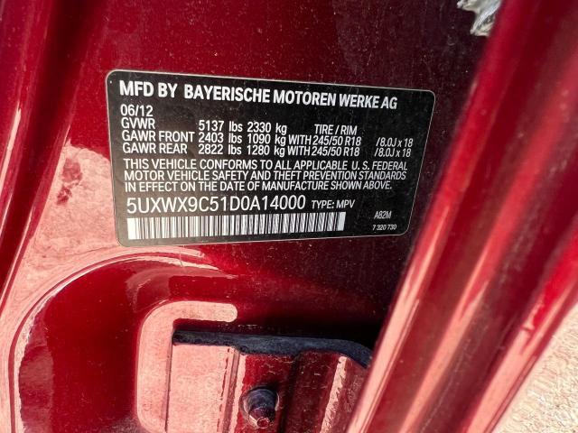 5UXWX9C51D0A14000 - 2013 BMW X3 XDRIVE28I RED photo 10