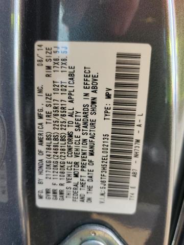 5J6TF3H52EL002135 - 2014 HONDA CROSSTOUR EXL ნაცრისფერი ფოტო 12