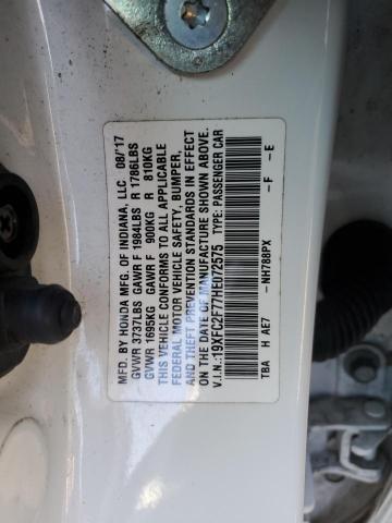 19XFC2F77HE072575 - 2017 HONDA CIVIC EX WHITE photo 12