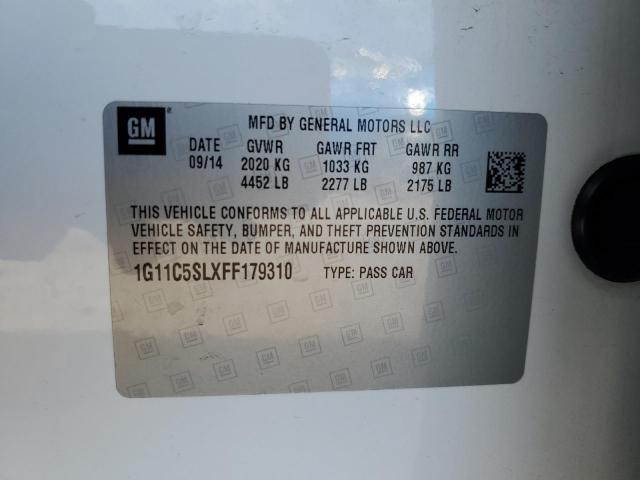 1G11C5SLXFF179310 - 2015 CHEVROLET MALIBU 1LT 白色 照片 12