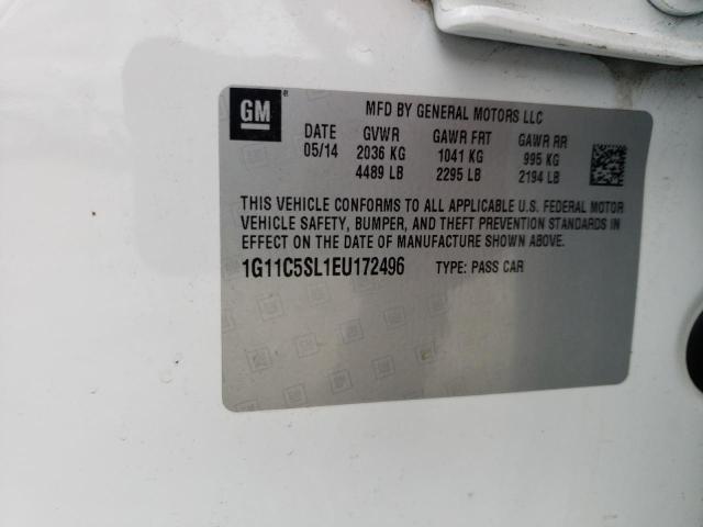 1G11C5SL1EU172496 - 2014 CHEVROLET MALIBU 1LT WHITE photo 13