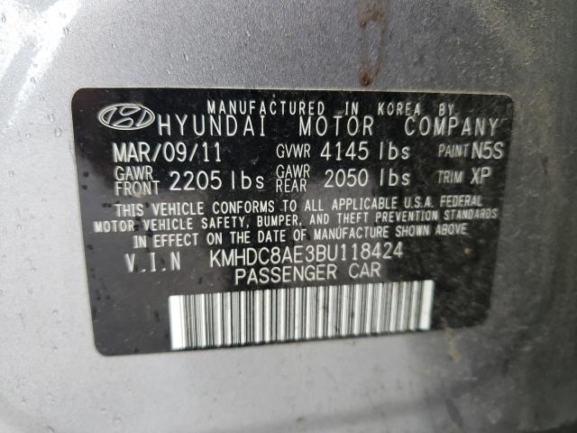 KMHDC8AE3BU118424 - 2011 HYUNDAI ELANTRA TO GLS GRAY photo 12