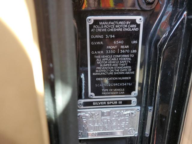 SCAZN02C9RCX54761 - 1994 ROLLS-ROYCE SILVER SPU BLACK photo 13