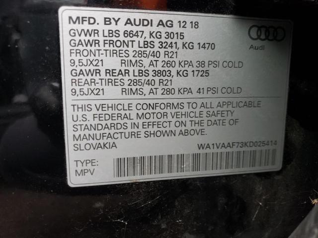 WA1VAAF73KD025414 - 2019 AUDI Q7 PRESTIGE BLACK photo 13