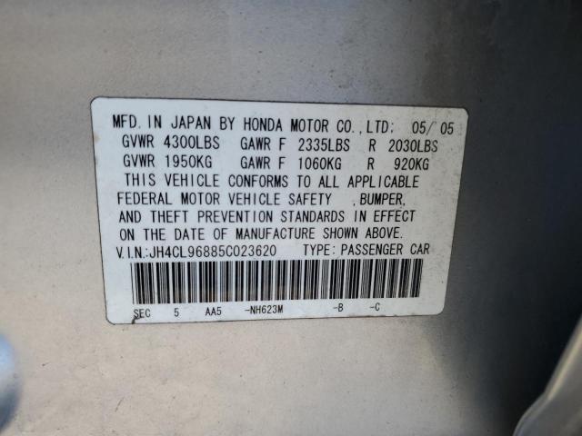 JH4CL96885C023620 - 2005 ACURA TSX SILVER photo 12