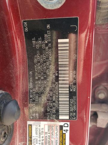 JTEDP21A140038628 - 2004 TOYOTA HIGHLANDER BASE RED photo 12