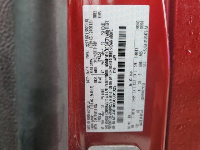 5LMTJ3DH6GUJ01325 - 2016 LINCOLN MKC RESERVE წითელი ფოტო 14