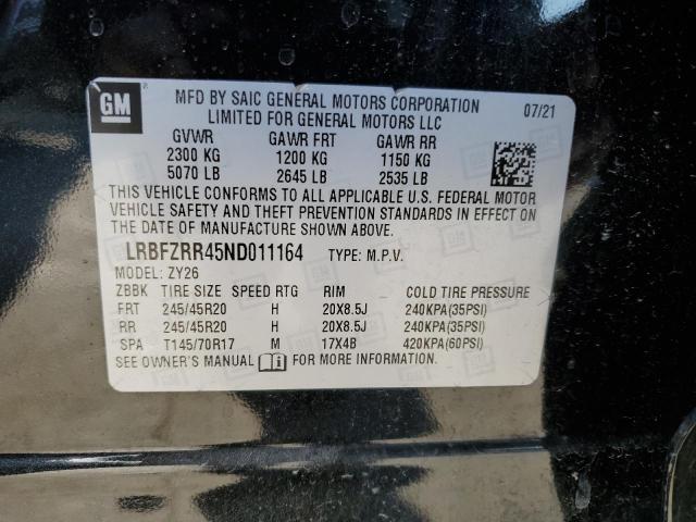 LRBFZRR45ND011164 - 2022 BUICK ENVISION AVENIR BLACK photo 13