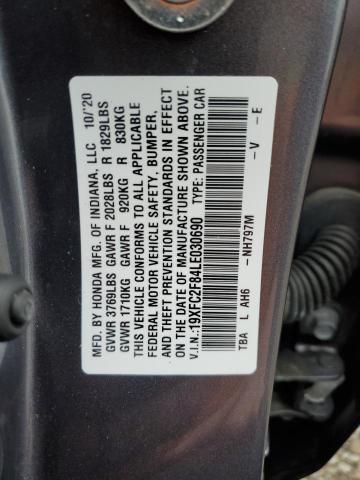 19XFC2F84LE030690 - 2020 HONDA CIVIC SPORT 石墨色 照片 12